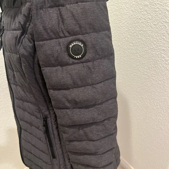 NAUTICA Women's Charcoal Hooded Puffer Coat - Picture 3 of 6